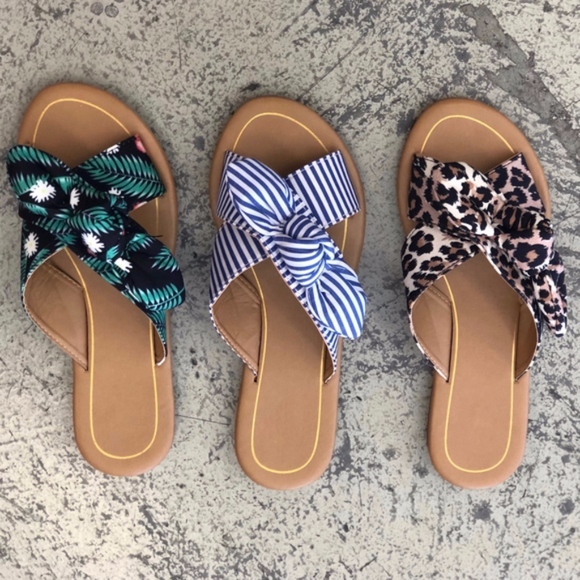Shoes - JAXXY Leopard Print slip on sandals  